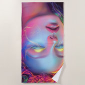 Alien Woman mit kosmischem Haar Strandtuch (Vorderseite)