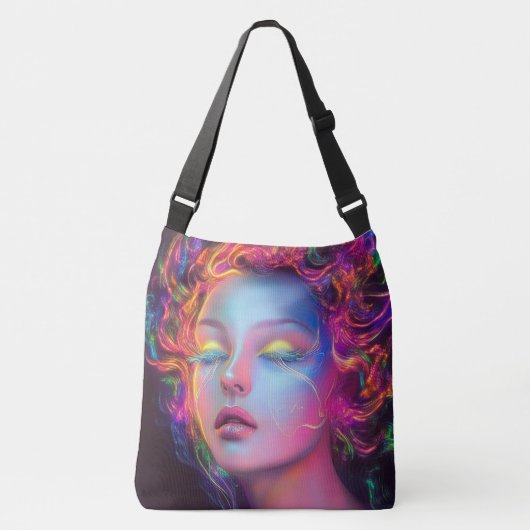 Alien Woman mit kosmischem Haar Tragetaschen Mit Langen Trägern (Vorderseite)