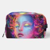 Alien Woman mit kosmischem Haar Waschbeutel (Rückseite)