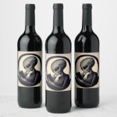 Alien Woman Reading Book Vintag Art Weinetikett (Flaschen)