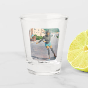Alien Woman Roller Skaten Fantasy Art Shot Glass Schnapsglas