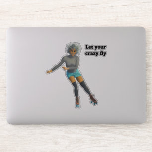 Alien Woman Roller Skaten Fantasy Custom Sticker