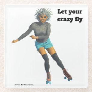 Alien Woman Roller Skaten Fantasy Glass Untersetze Glasuntersetzer
