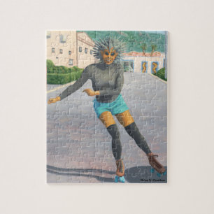 Alien Woman Roller Skaten Fantasy Small Puzzle