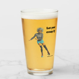 Alien Woman Roller Skater Fantasy Art Glass Cup Glas