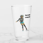 Alien Woman Roller Skater Fantasy Art Glass Cup Glas (Vorderseite)