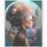 Alien Woman Surreal Science Fiction Art Aufkleber<br><div class="desc">Fantasy Art Produkte von The Lunarium.</div>