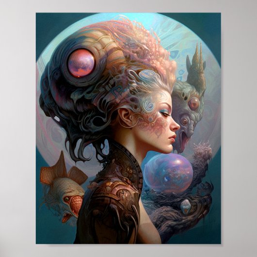 Alien Woman Surreal Science Fiction Art Poster (Vorne)