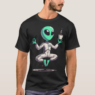 Alien Yoga Ever Space Cartoon Lustig Meditieren Si T-Shirt