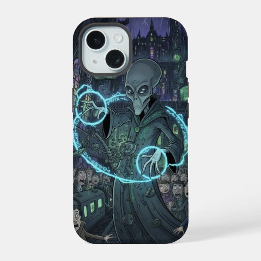 Alien-Zauberer iPhone 15 Hülle (Rückseite)