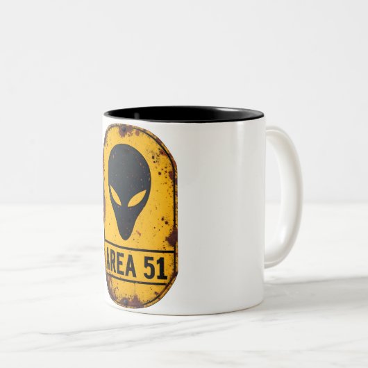 Alien Zone Alert Mug – Beware the Unknown Zweifarbige Tasse (VorderseiteRechts)