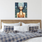 Alien zum blauen Hintergrund Leinwanddruck (Insitu (Schlafzimmer))