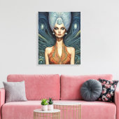 Alien zum blauen Hintergrund Leinwanddruck (Insitu (Wohnzimmer))