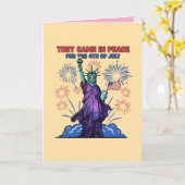 Aliene Statue of Liberty 4. Juli Karte (Gelbe Blume)