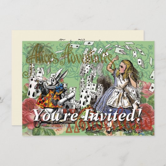 Alienkarten Wunderland Haskaninchen Einladung (Vorne/Hinten)