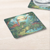 Aliens and Dinosaurs Adventure Rechteckiger Pappuntersetzer (angewinkelt)