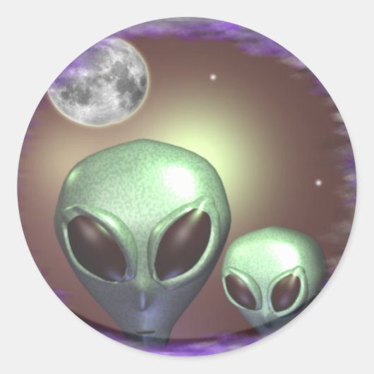 Aliens Graue Runder Aufkleber (Vorderseite)