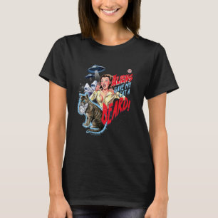 Aliens Katze Bart UFO Retro Vintage Lustig Erwachs T-Shirt