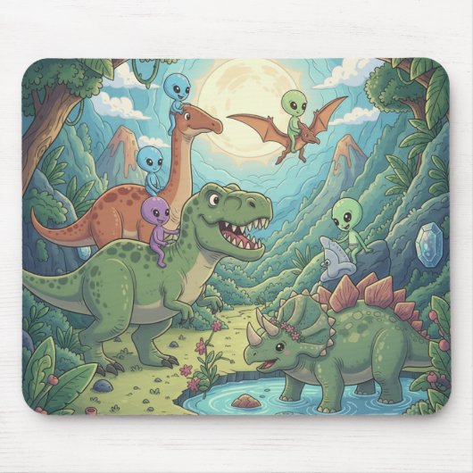 Aliens und Dinosaurier-Abenteuer Mousepad (Vorne)
