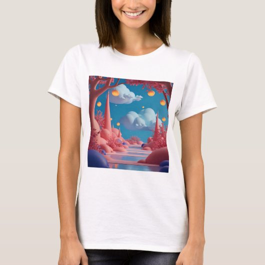 Alienwelt in Rosa T-Shirt (Vorderseite)