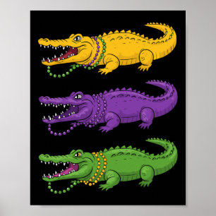 Aligator Crocodiles Louisiana Mardi Gras Frauen Mä Poster