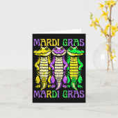 Aligator Crocodiles Louisiana Mardi Gras Karnival Karte (Gelbe Blume)