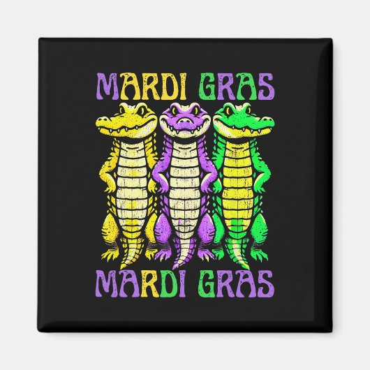Aligator Crocodiles Louisiana Mardi Gras Karnival Magnet (Vorne)