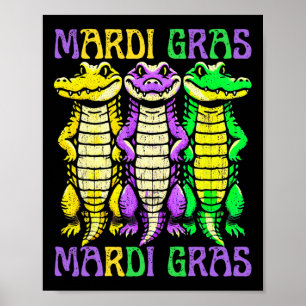Aligator Crocodiles Louisiana Mardi Gras Karnival Poster