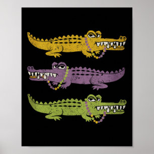 Aligator Crocodiles Mardi Gras Louisiana Männer Fr Poster