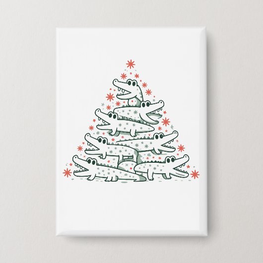 Aligator Weihnachtsbaum Funny Crocodile Florida Button (Vorderseite)