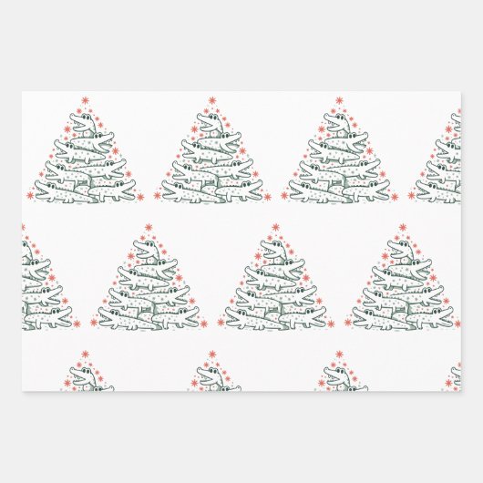 Aligator Weihnachtsbaum Funny Crocodile Florida Geschenkpapier Set (Vorderseite)