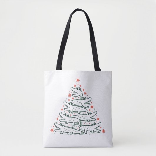 Aligator Weihnachtsbaum Funny Crocodile Florida Tasche (Vorderseite)