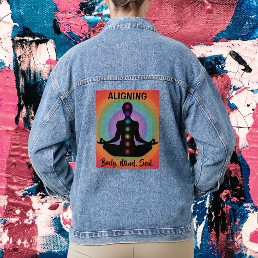 "Alignment Body Mind Soul" Chakra Meditation & Yog Jeansjacke