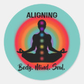 "Alignment Body Mind Soul" Chakra Meditation & Yog Runder Aufkleber (Vorderseite)