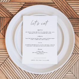ALINA Elegant Minimalistisch Wedding Let's Eat Men Menükarte