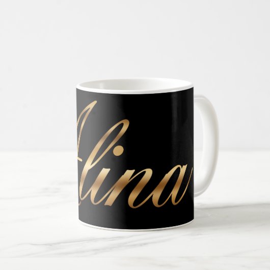 Alina gold Design Lettering Tasse Kaffeetasse (VorderseiteRechts)