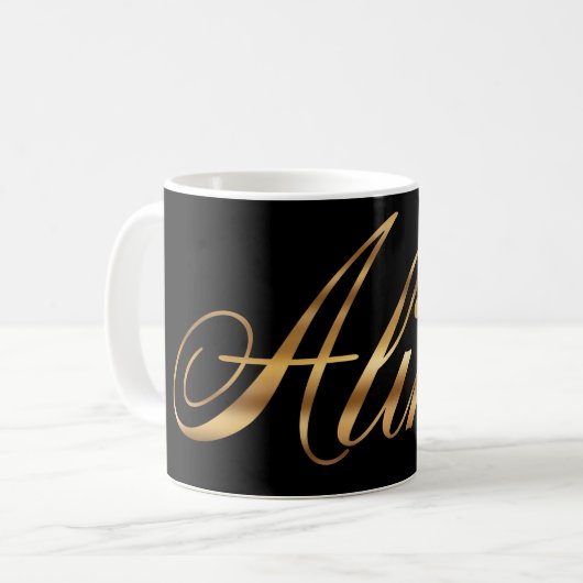 Alina gold Design Lettering Tasse Kaffeetasse (Vorderseite Links)