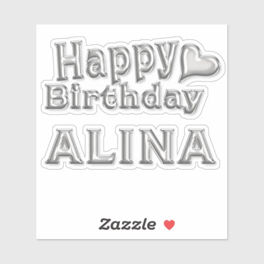 Alina Happy Birthday silver Aufkleber Sticker (Blatt)