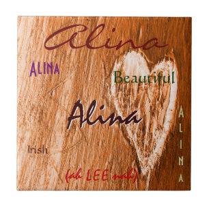 Alina Name Irish Bedeutung mit Light Orange Heart Fliese