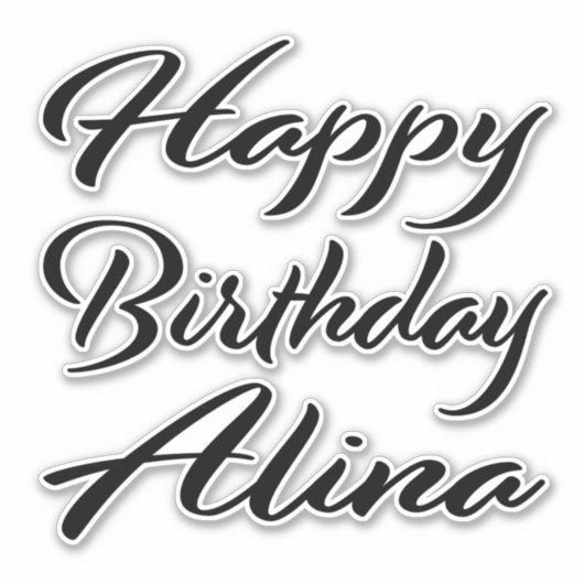 Alina Name Vorname black Sticker Geburtstag (Vorderseite)