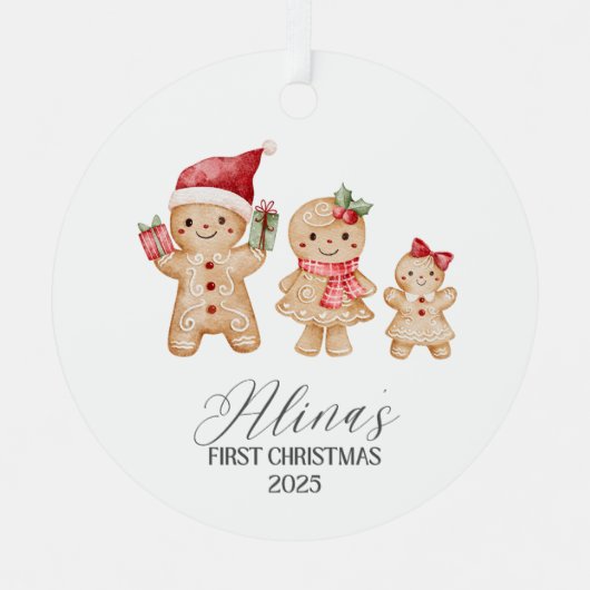 Alina Personalized Baby's First Christmas Ornament Aus Metall (Vorderseite)