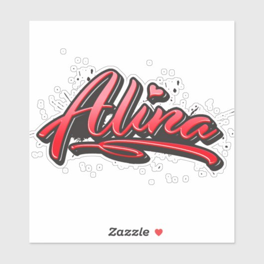 Alina red Heart Graffiti Aufkleber Sticker (Blatt)