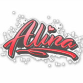 Alina red Heart Graffiti Aufkleber Sticker (Vorderseite)