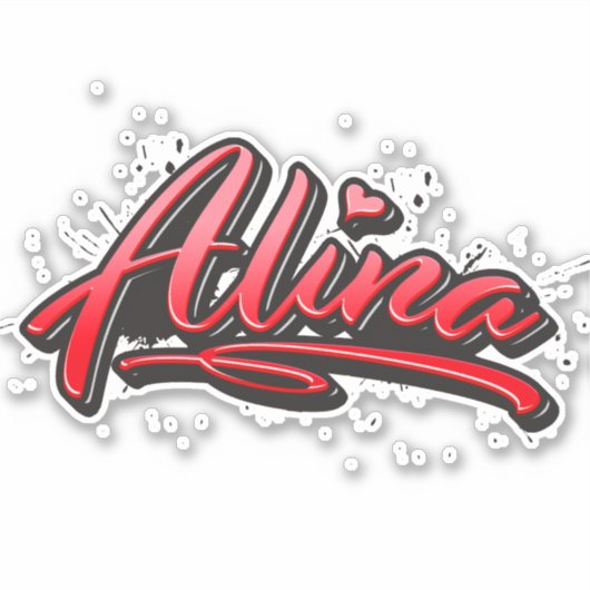 Alina red Heart Graffiti Aufkleber Sticker (Vorderseite)