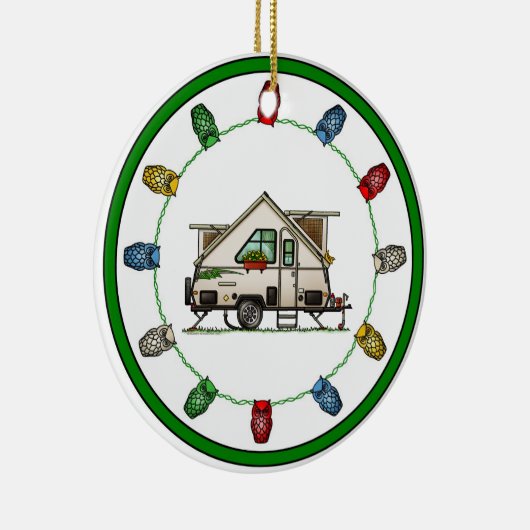 Aliner Pop Up RV Happy Camper Art Keramik Ornament (Rechts)