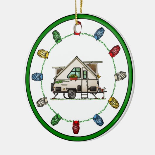 Aliner Pop Up RV Happy Camper Art Keramik Ornament (Links)