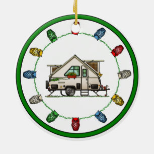 Aliner Pop Up RV Happy Camper Art Keramik Ornament