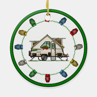 Aliner Pop Up RV Happy Camper Art Keramik Ornament