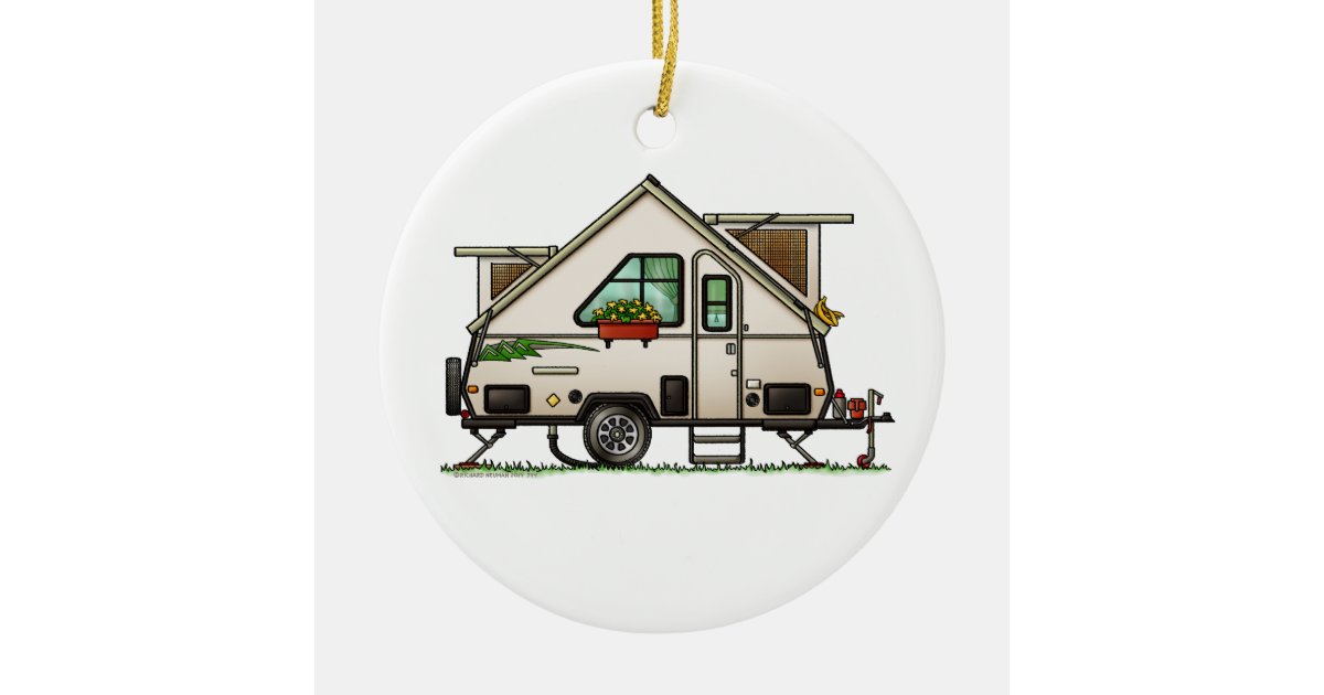 Aliner Pop Up Rv Happy Camper Art Keramik Ornament Zazzle De