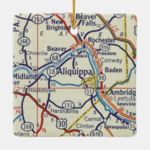 Aliquippa PA Vintage Karte Keramikornament